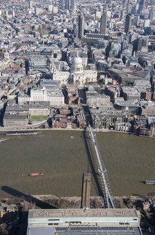 Millennium Bridge and St Paul's Cathedral, London, 2018. Creator: Historic England Staff Photographer.
