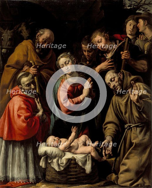 Adoration of the Shepherds with Saints Francis and Carlo Borromeo, c1628. Creator: Tanzio da Varallo.