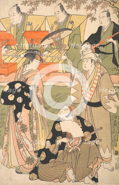 Theatrical Scene, with Musicians. Creator: Torii Kiyonaga.