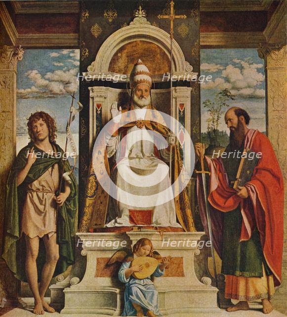 'St. Peter Enthroned with St. John the Baptist and St. Paul', 1515-1516, (1930). Creator: Giovanni Battista Cima da Conegliano.