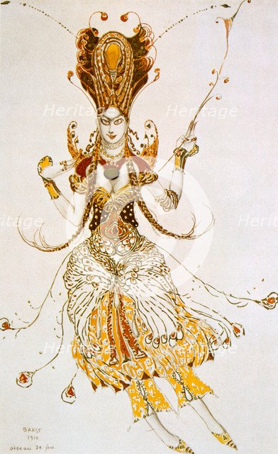 'The Firebird', costume design for Stravinsky's ballet The Firebird, 1910. Artist: Leon Bakst