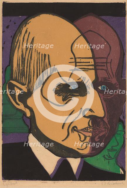 Head of Dr. Bauer, 1933. Creator: Ernst Kirchner.