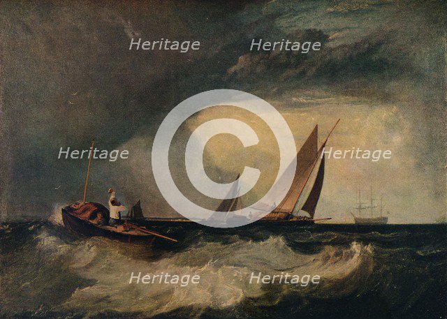 'Shoeburyness Fisherman Hailing a Whitstable Hoy, aka The Pilot Boat, and The Red Cap', c1809 Artist: JMW Turner.