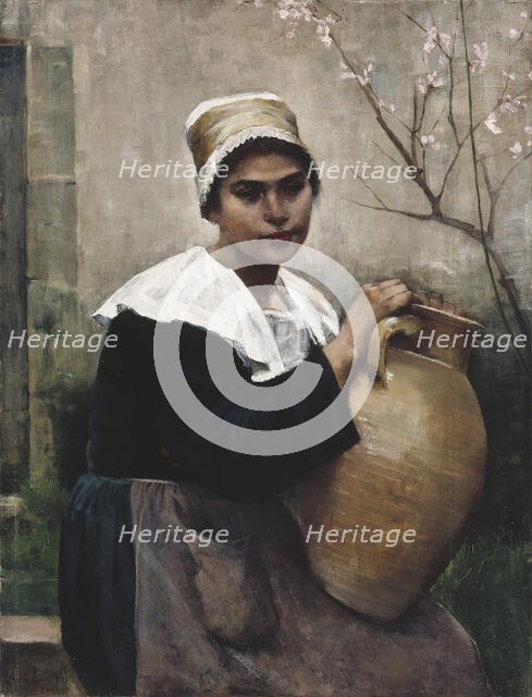Breton Girl Holding a Jar, 1884. Creator: Amelie Lundahl.