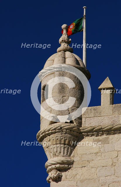 Belém Tower (Tower of Belém), Lisbon, Portugal, 16th century, 2008. Architectural detail. Creator: Unknown.