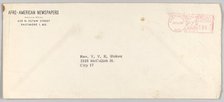 Envelope for a letter from Afro-American Newspapers to Rev. V. Stokes, September 16, 1958. Creator: Unknown.