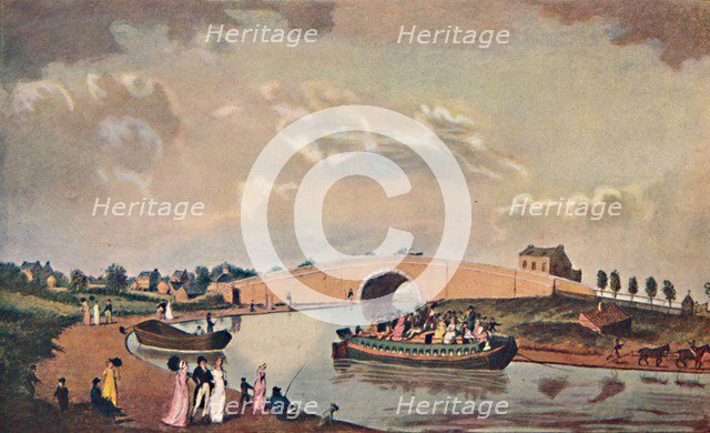 'The Accommodation Barge on the Paddington Canal', 1801, (1904). Artist: Unknown.