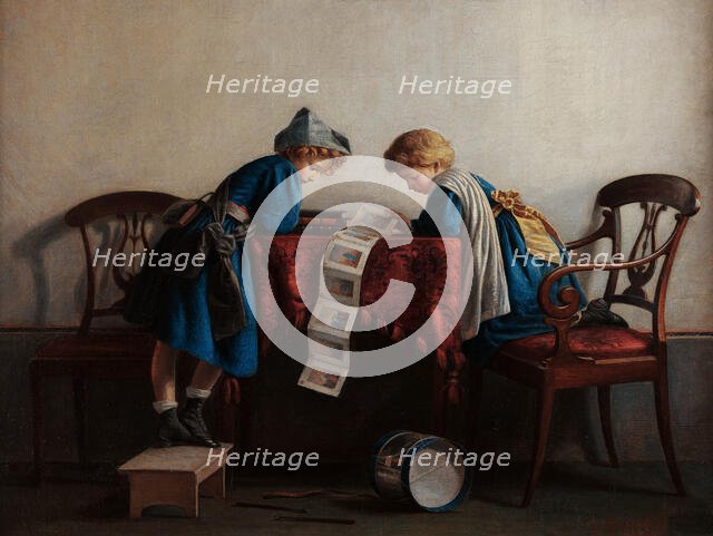 Children with a spelling book, 1869. Creator: Cornish, Giacomo (1837-1910).