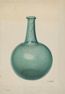 Blue-green Flask, c. 1940. Creator: V. L. Vance.