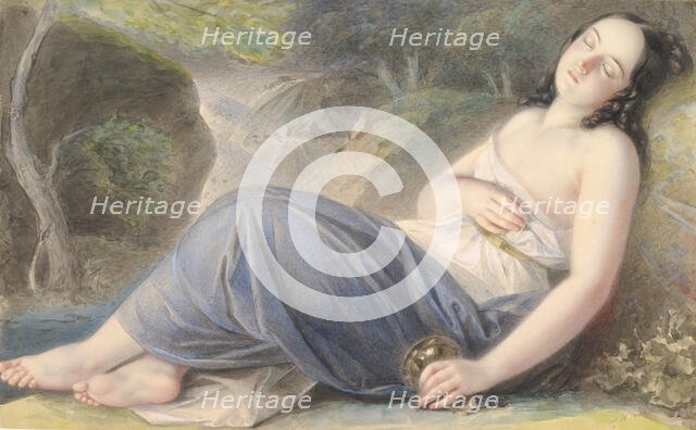Psyche Asleep in a Landscape, 1837. Creator: Karl Joseph Aloys Agricola.