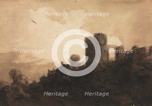 Landscape with Castle Ruin. Creator: Richard Parkes Bonington (British, 1802-1828).