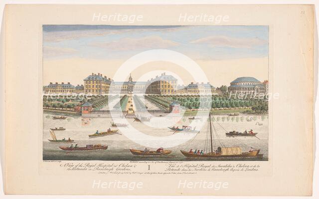 View of the Royal Hospital Chelsea and the Rotunda in London's Ranelagh Gardens, 1751. Creator: Thomas Bowles.