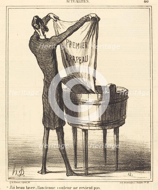 J'ai beau laver; l'ancienne couleur ne revient pas, 1869. Creator: Honore Daumier.