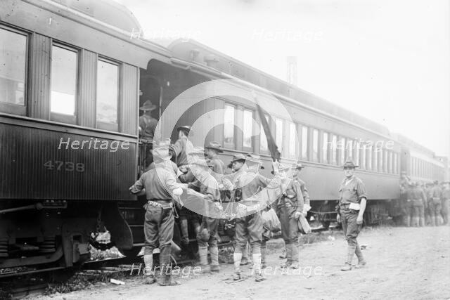 Battery A - Field artillery leaving for war game, between c1910 and c1915. Creator: Bain News Service.