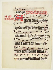 Manuscript Leaf with Initial A, from an Antiphonary, German, second quarter 15th century. Creator: Unknown.