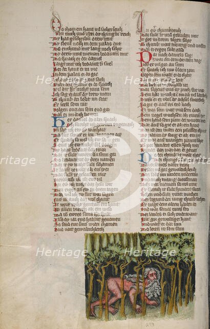 Nebuchadnezzar as a Wild Animal; Weltchronik, about 1400-1410. Creator: Unknown.