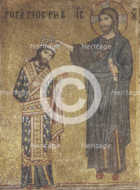 Christ crowning king Roger II of Sicily, 12th century.