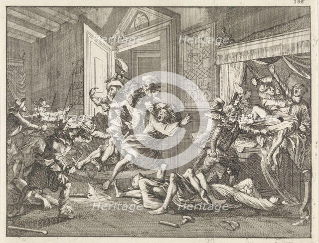 Murder of the Knights Templar at Zierikzee, 1312, 1700. Creator: Luyken, Caspar (1672-1708).