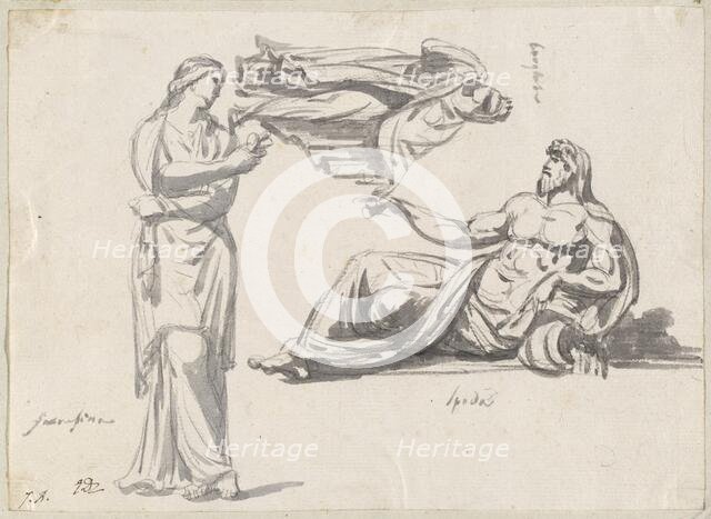A River God and Two Classical Sculptures, 1775/80. Creator: Jacques-Louis David.