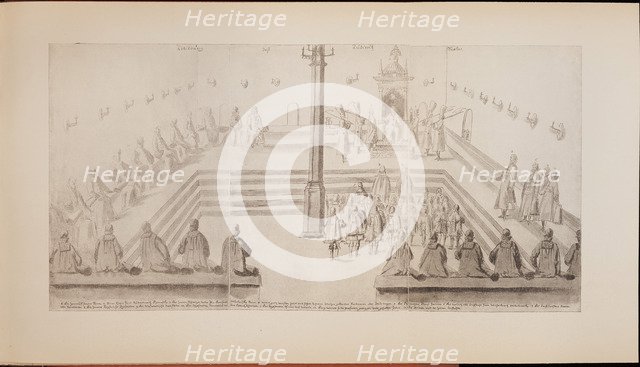 A scene at the royal court of Tsar Alexis Mikhailovich (Illustration from the Meierberg's Album), 1662. Artist: Meierberg, Augustin, von (1612–1688)