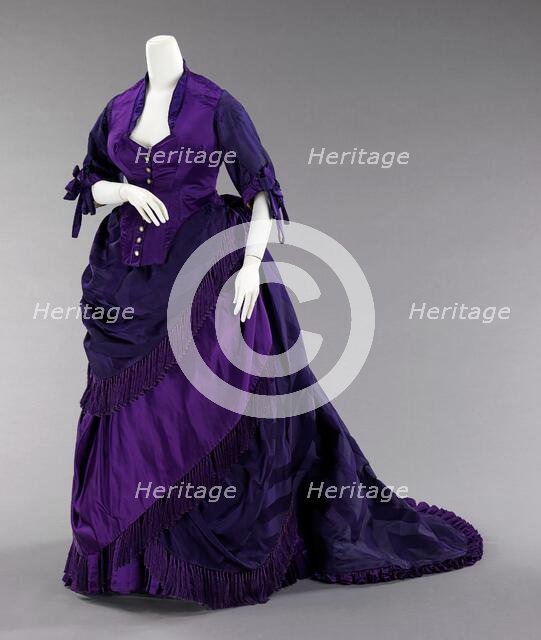 Afternoon dress, French, ca. 1872. Creators: Charles Frederick Worth, House of Worth.