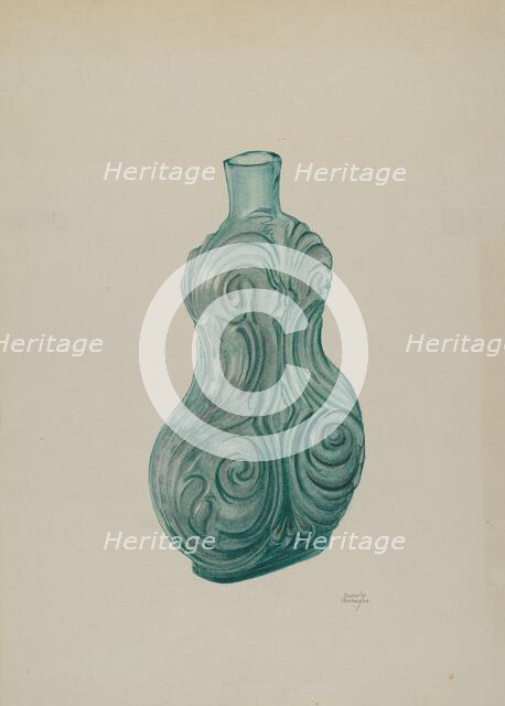 Blue-Green Corset Flask, c. 1941. Creator: Beverly Chichester.