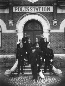 Policemen pose in front of the police station, Trelleborg, Sweden, 1899. Artist: Unknown