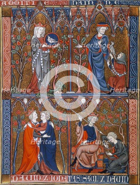 Friendship and Hatred; Jonathan, David and Saul, c1290-c1300. Creator: Unknown.