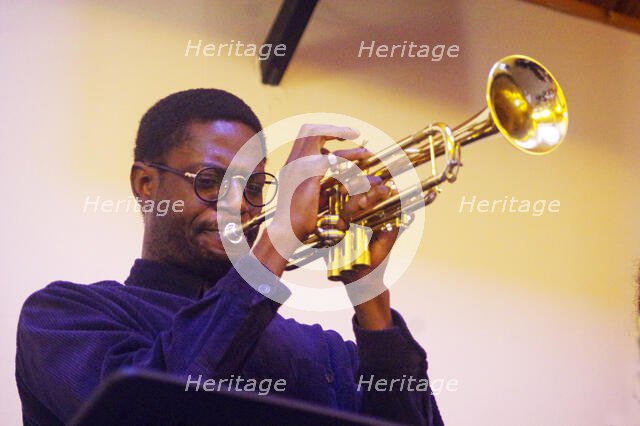 Mark Kavuma, Gary Crosby Sextet, National Jazz Archive, Loughton, Essex, Oct 2023. Creator: Brian O'Connor.