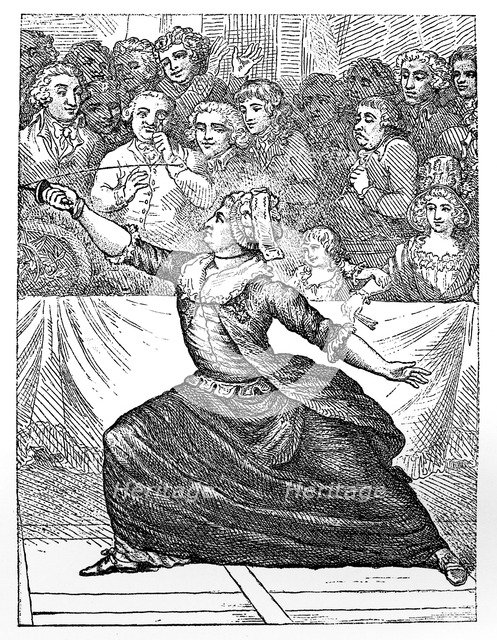 Mlle la Chevaliere d'Eon de Beaumont fencing, 18th century. Artist: Unknown
