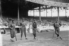 Jimmy Lavender, Ward Miller, Charlie Smith, Tommy Leach, Chicago NL, at Polo Grounds, NY, 1913. Creator: Bain News Service.