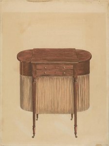 Sheraton Mahogany Sewing Table, 1935/1942. Creator: Ferdinand Cartier.