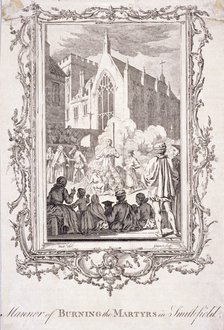 Scene of protestants being burnt at Smithfield, 16th century, (c1760).  Artist: Charles Grignion