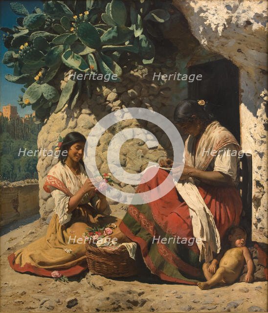 Two Gipsy Women Outside their Cottage. Spain, 1878. Creator: Peder Severin Kroyer.