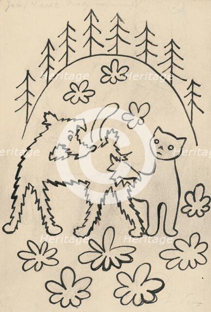 26. A story about a dog and a cat, around 1928. Creator: Josef Capek.