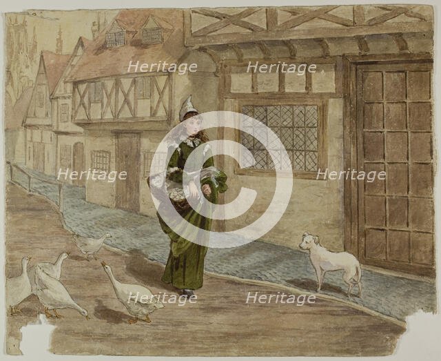 Girl with Eggs and Geese, n.d. Creator: Catherine Greenaway.