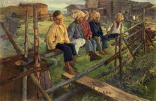 'Children on a Fence (Sparrows)', 1883, (1965).  Creator: Illarion Pryanishnikov.