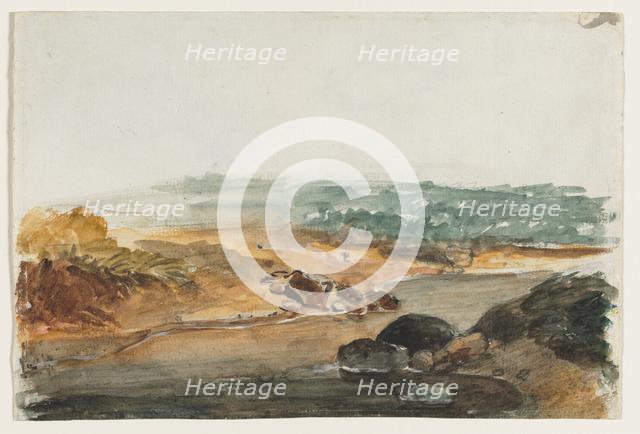 Landscape (recto); Studies of Animals (verso). Creator: Antoine-Louis Barye (French, 1796-1875).