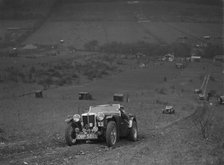 MG TA competing in the London Motor Club Coventry Cup Trial, Knatts Hill, Kent, 1938. Artist: Bill Brunell.