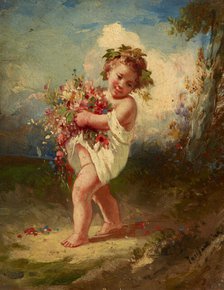Child Carrying Flowers, c1850. Creator: Francois Louis Lanfant De Metz.