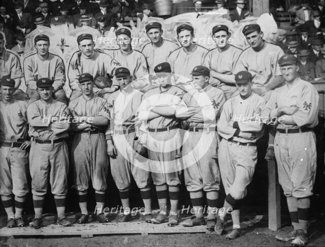 New York Giants. Top row (left to right): (partially obscured) Art Fletcher... (baseball), c1911. Creator: Bain News Service.