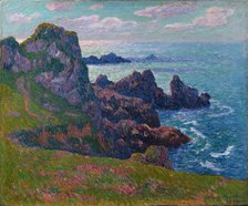 Calm weather, Coast at the Pointe de Pern, Ushant, 1894. Creator: Moret, Henry (1856-1913).