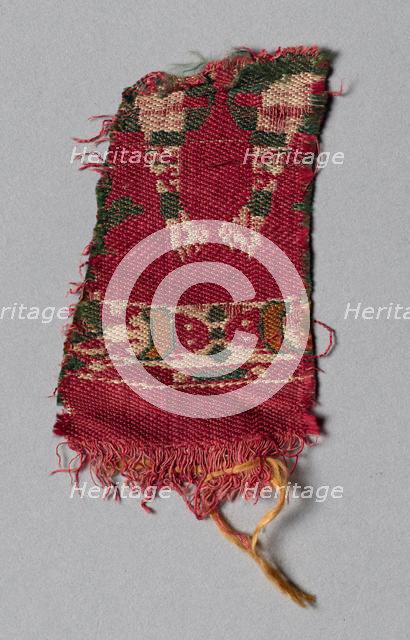 Silk Fragment: David (or Samson) killing the Lion, 600s - 700s. Creator: Unknown.