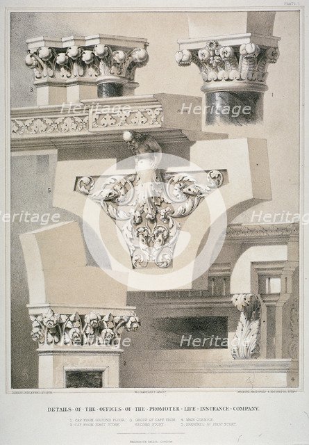 Architectural details, Fleet Street, City of London, 1861. Artist: Robert Dudley
