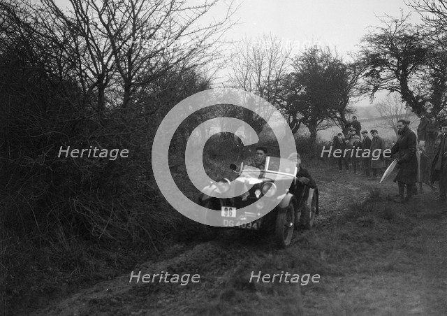 MG M type of GJ Rea at the Sunbac Colmore Trial, near Winchcombe, Gloucestershire, 1934. Artist: Bill Brunell.