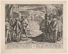 Plate 35: The Batavians Become Afraid and Begin Peace Talks, from The War of the Romans Ag..., 1611. Creator: Antonio Tempesta.