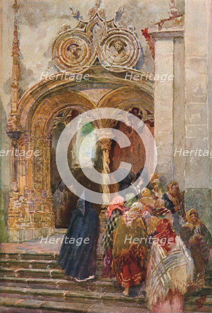 'South Door of Matriz Church, Ponta Delgada', c1899. Artist: Henry Sandham.