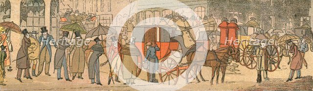 ''A Trip to Leicestershire, or The Melton Mowbray Panorama, 1820; Frost Breaking Up -- Off to the Sh Creator: Unknown.