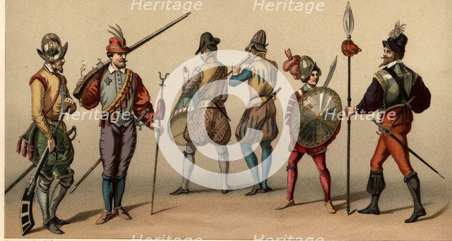 Archebusier, Musketeer, drum, lackey and captain of the time of Henry II of France, 1559-1572.