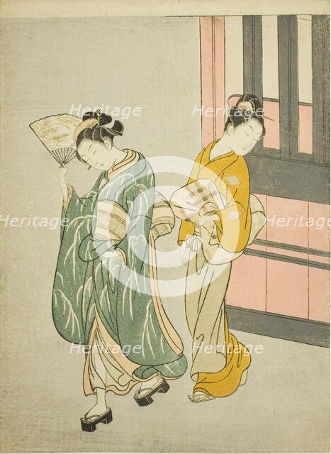 Clearing Breeze from a Fan (Ogi no seiran), from the series "Eight Views of the...", c. 1766. Creator: Suzuki Harunobu.